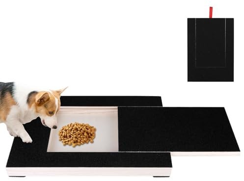 Dog Scratch Board for Nails, Wooden Dog Nail File Scratchboard with Built-In Treat Box, Stress Free Dog Claw Scratch Board Pad for Pet Dogs Nail Care Alternative to Dog Nail Clippers & Grinders