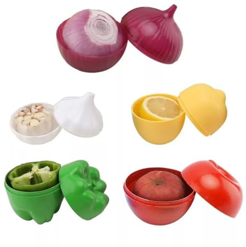 ACESOME Reusable Vegetable Storage Box, Fruit and Vegetable Storage Containers, Onion Storage, Garlic Chilli Tomato Keeper, Lemon Saver, Freezer Fridge Holder BPA Free 5 Pcs Set