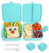 astor24 PREMIUM 2 x Set Bento-Box | 1,4 L | Brotdose Kinder mit Fächer BPA Frei | Auslaufsicher Lunchbox Brotbox für Mädchen & Jungen, Jausenbox mit Besteck für Schule (2 x Aquamarin)