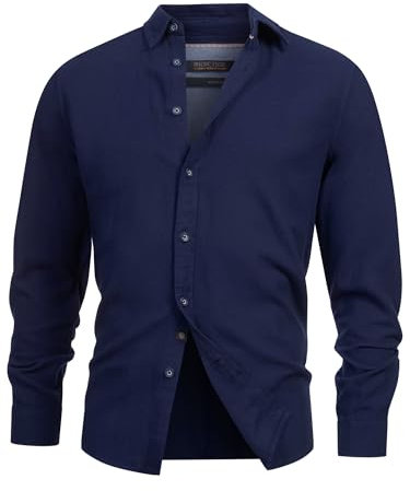 Indicode Herren INGilman Hemd kariert mit Kent-Kragen aus Baumwollmischung | Herrenhemd Männerhemd Navy, L