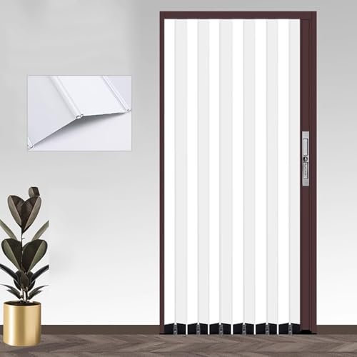 falttüren schiebetür Abschließbare, mehrfach versenkbare Schiebetüren für den Innenbereich, Akkordeon-Raumteilertür für Badezimmer, Schlafzimmer, Küche, Büro, Schiebetüren mit Aluminiumrahmen(White 6,