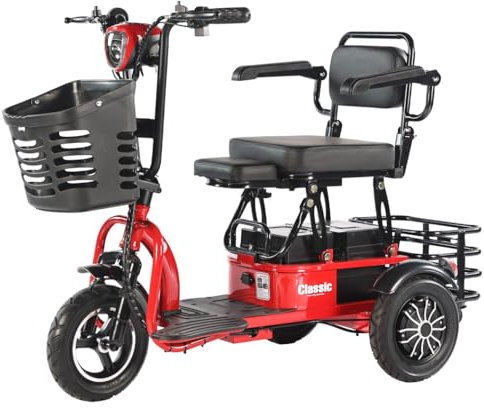 Elektromobil Seniorenmobil,Mobilitätsroller Mit 3 Rädern,Elektro Dreirad,Rollator Elektrisch,Elektromobil,Dreiräder,8-Ah-Lithiumbatterie,Für Senioren,Erwachsene red