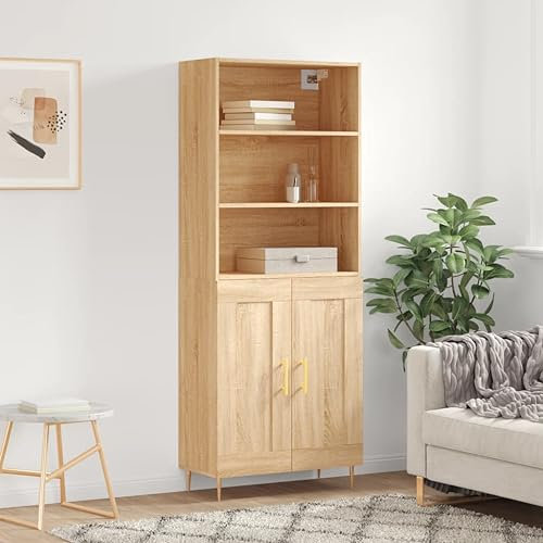 Schränke & Aufbewahrung-Buffets & Sideboards-Highboard Sonoma Eiche 69,5x34x180 cm Holzwerkstoff