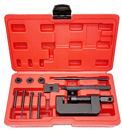 MR TANGMEN 13 pcs Motorcycle Chain Breaker Set, Chain Removal Tool, Chain Cutter, Chain Rivet Tool for Cam & 25 to 630 Chains