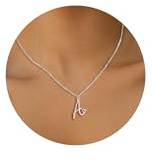 HSWYFCJY Kette mit Buchstaben A Damen Silber Halskette Damen Edelstahl Personalisierte Initialen Namenskette mit Herz Anhänger Schmuck Geschenke für Frauen Mädchen Freundin