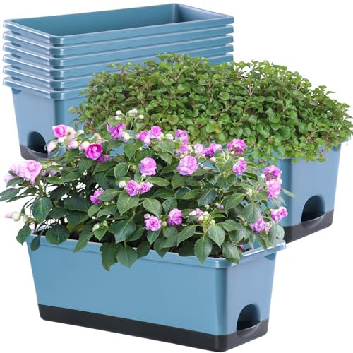 Oliz Blumenkasten für Fensterbank, Terrasse, Garten, Balkon, Haus, Veranda, Hof, Innen- und Außenbereich, 43,2 cm, 8 Stück, Blau