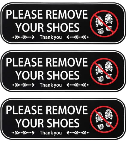 3Sheets Panneau « Please Remove Your Shoes » pour porte d'entrée, panneau « No Shoes » pour maison, bureau (22,9 x 7,5 cm)