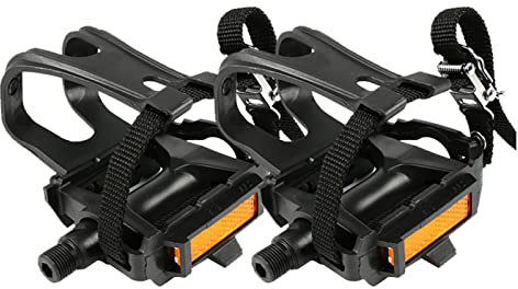 XFUYI Pédales de vélo avec cale-Pieds et Sangles Pédales de vélo pour Cyclisme en extérieur et Stationnaire en intérieur à Utiliser