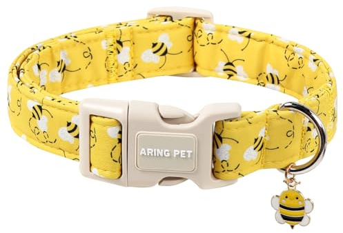 ARING PET Hundehalsband, Niedliches Bienen Hundehalsband, Bequeme Gelbe Halsband mit Schnellverschluss aus Kunststoffschnalle für Jungen und Mädchen Hunde
