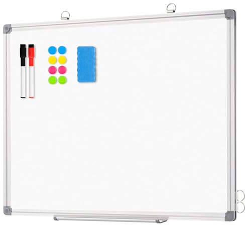 Whiteboard Magnetic White Board for Walls 60 x 45 cm, Magnetic Board for Wall Dry Erase Kitchen Whiteboard A2, Wipe Board for Home Aluminum Frame, Office and School Supplies