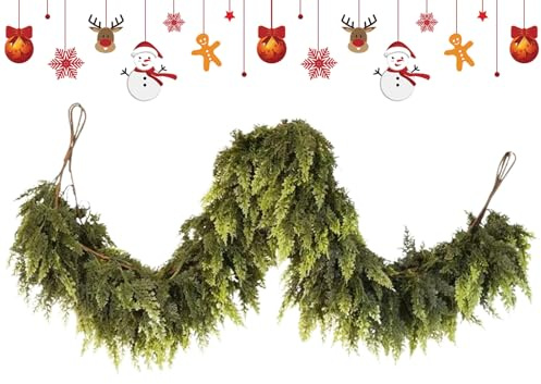1.5/1.8/2.7m Guirnalda De Pino, Guirnalda De Cedro De Navidad Artificial, Guirnaldas para Chimenea - para Corona, Árbol, Repisa, Porche, Interior, Escaleras, Mesa, Puerta, Barandil