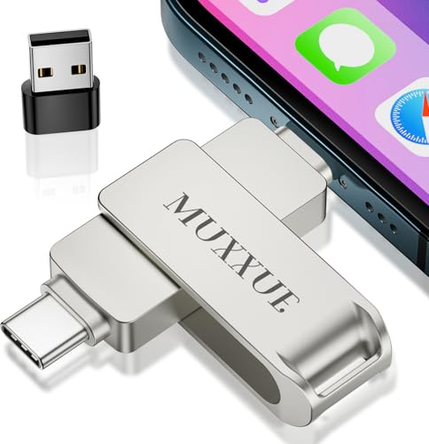 Senza scaricare app-MUXXUE 3 in 1 Chiavetta USB 256gb per phone | Chiavetta per phone pad Android PC,Memoria Esterna phone per scaricare foto,Chiavetta USB C per trasferire foto, video e file