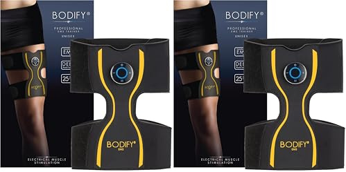 Bodify® EMS Beintrainer Pro - Gezielte Stimulation der Bein Muskulatur! - Muskelaufbau - Stimulationsgerät Oberschenkel Muskeln – Muskeltrainer für Männer und Frauen DAS ORIGINAL (Packung mit 2)