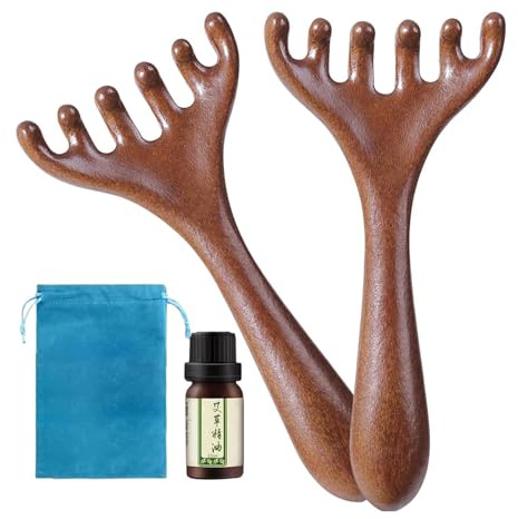 Pettine massaggiante in legno, massaggiatore a coda di pesce, sei artigli, cuoio capelluto, occhi, viso, collo e spalle, massaggiatore manuale, per uomini e donne