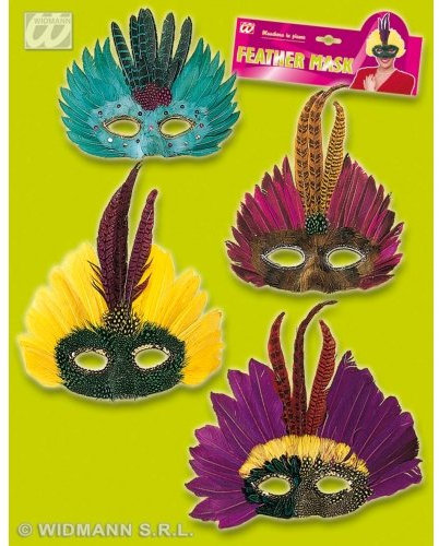 WIDMANN Feder-Maske 4 Styles Halloween Party Masken Augenmasken & Verkleidungen für Maskenade Kostüm Zubehör