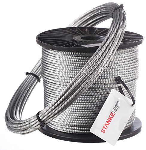 Seilwerk STANKE Câble d'Acier Galvanisé DIN Corde Forestière Corde de Levage Câble de Treuil 6x19+FC 6 mm 100 m