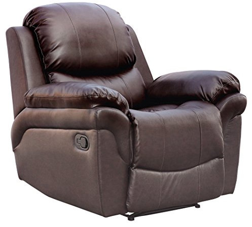 More4Homes MADISON BONDED LEATHER RECLINER ARMCHAIR SOFA HOME LOUNGE CHAIR RECLINING GAMING (Brown)