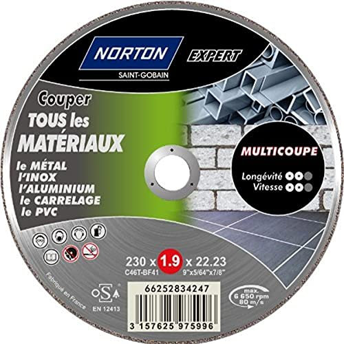 Norton - Disco da taglio multiplo ultrasottile per tutti i materiali 230 x 1,9 x 22,2 mm
