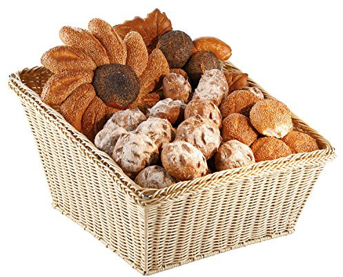 Batania Brotkorb XL 43x40x25 cm | Rechteckiger Buffet Brötchenkorb & Gebäckkorb | Robust aus Polypropylen, spülmaschinenfest | ca. 50 Brötchen | Korb für Buffet, Gastronomie & Theke