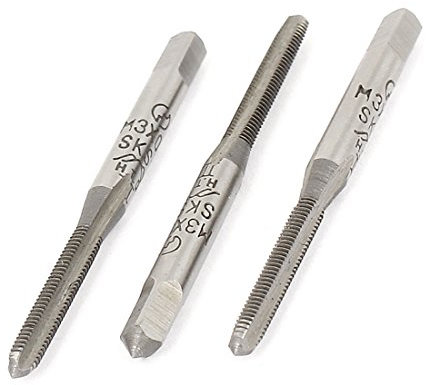 sourcing map 3pcs Tarauds à main coniques M3 x 0,5 métrique SKS2 droites 3 cannelures de fond