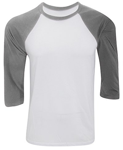 Canvas Mens 3/4 Sleeve Baseball T-Shirt (M) (White/Deep Heather)