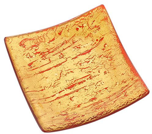 GlassOfVenice Piatto Decorativo Quadrato di Vetro di Murano - Rosso Rubino