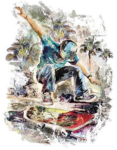 Ideen mit Herz Color Bügeltransfers, 23,5 x 34 cm, filigran ohne Hintergund | Textilien wie T-Shirts & Taschen mit Bügelmotiven verzieren | Bilder einfach aufbügeln | DIY Textildesign (Skater)