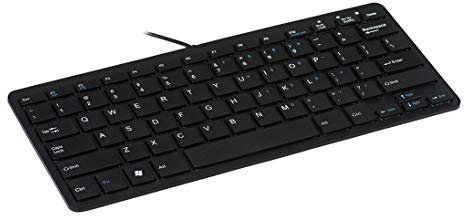 R-Go Tools Kompakte Ergonomische Tastatur - QWERTZ (DE) Natürliche Tastatur mit flacher Oberfläche - Verkabelte USB-tastatur mit kompakte Design - Leichter Tastenanschlag - LED - Schwarz, RGOECQZB