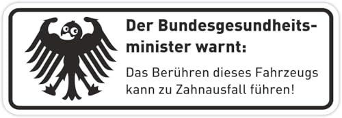 younikat Fun-Aufkleber Warnung Zahnausfall weiß I 15 x 5 cm I lustiger Spruch für Motorrad Mofa, als Auto-Aufkleber Fahrrad-Aufkleber I wetterfest I kfz339