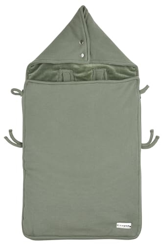 Meyco Fußsack Autositz Baby - samtweichem Plüsch gefüttert - Knit Basic - 40x82cm - Forest Green