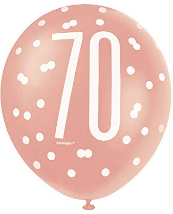 Stunning 70th Rose Gold Latex Balloons (30cm) - Perfect for Birthday, Annivesaries & Memorable Celebrations - 6ct
