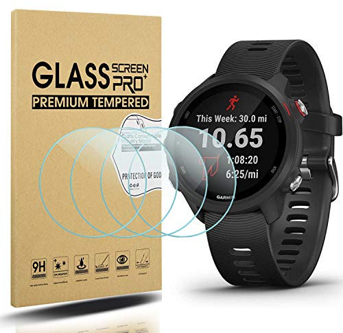 Diruite 4 Pack para Garmin Forerunner 245/245 Music/Forerunner 645/645 Music/Forerunner 55/45/45S Cristal Templado Protector Pantalla,HD Antiarañazos Protector para Garmin Forerunner 245/245 Music