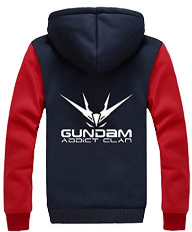 WANHONGYUE Anime Mobile Suit Gundam Kapuzenpullover Hoodie Reißverschluss Sweatjacke Cosplay Kostüm Winter Plus Dicke Tops Mantel Rot XXXL