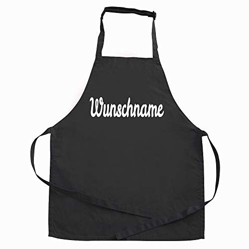 Elefantasie Personalisierte Kinderschürze mit Name, Kochschürze für Backen, Kochen, Malen, Geschenkidee für Kinder 3-6 Jahre schwarz