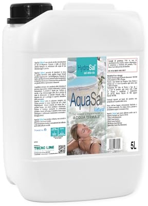 Hydrosal AquaSal Natural, Acqua Termale con Magnesio Potassio e Iodio - 5LT | Per Piscina e Spa Idromassaggio di Qualsiasi Marca, Rigida o Gonfiabile