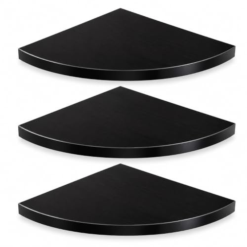 Suwimut Set of 3 Corner Mounting Shelf, Wall Mounted Floating Corner Shelf for Bedroom, Living Room (Dark Brown)