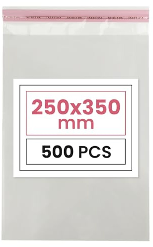 Netuno 500 PP Folienbeutel selbstklebend 25x35 cm klar und reißfest | Große durchsichtige Zellophantüten & Cellophanhüllen mit Peel-&-Seal-Lasche – für Grußkarten, Postkarten & Fotos
