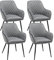 Yaheetech Esszimmerstühle 4er Set Küchenstühle, Polsterstühle mit Armlehnen Metallbeine, Seesel aus Samtstoff für Arbeitszimmer/Wohnzimmer, Hellgrau