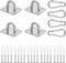 Gitua 4 Pcs 304 Stainless Steel Oblong Pad Eye Plate Set with 4 Pcs Carabiner, 20 Pcs Screws and Plastic Plugs, Heavy Duty Ceiling Wall Mount Hook for Marine Hammock Boat Rigging