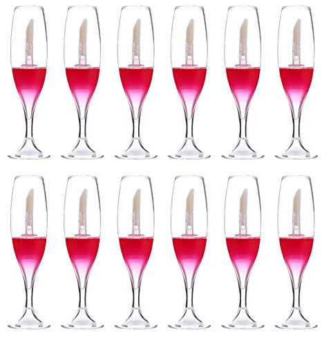 12pcs Wine Glass Vials Wine Bottle Lip Gloss Lip Moisturizer Storage Tube Lip Gloss Containers Empty Clear Wine Bottles Lipstick Tube Travel Lip Makeup Plastic Cosmetic