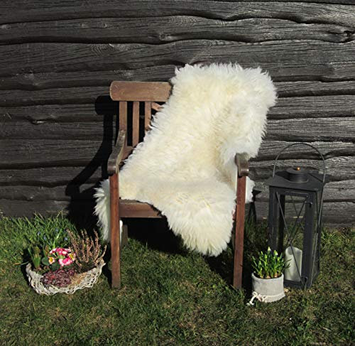 Felltrade Echtes Öko Merino Schaffell Lammfell Fell weiß ökologische Gerbung (160-170 cm)