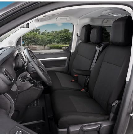 pitshop24de pitshop24 Maßgeschneiderte Sitzbezüge Fahrersitzbezug Beifahrerbezug Doppelbankbezug, kompatibel mit Opel für den Vivaro C, kompatibel mit Peugeot für den Expert III ab 2016