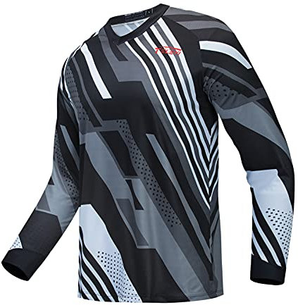 Radtrikot Langarm Herren Mountainbike Motocross Jersey MTB T-Shirt Downhill Tops Outdoor Sports Racing Bluse Herbst Sommer Schwarz L