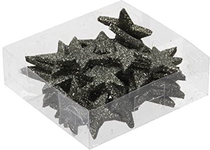 MIJOMA Streudeko 3D-Glitzersterne Glitzer-Sterne Streusterne Tischdekoration, Elegante Moderne Dekoration für Weihnachten, Geburtstag, Hochzeit, Silvester Größen 35/45/55/65 mm-24 Stück Piniengrün