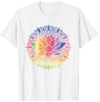 Yogi Meditation Yoga Lotusblume Buntes Lotus Mandala T-Shirt