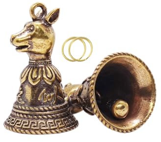 Sternzeichen Glocken 2 Pack, Messing Kaninchen Schlitten Glocken, Schutzglocke für Auto, Antik Glücksbringer hängende Feng Shui Glocke, Geschnitzte Glocke Dekor