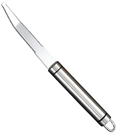 Serrated Knife, Stainless Steel Curved Grapefruit Knife, Long Handle Curved Serrated Peeler for Grapefruit Oranges Kiwi