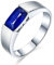 Beydodo Ring Herren Weißgold 750, Ehering Matt Bandring mit Saphir 0.77ct Verlobungsring Weißgold für Männer Gr.54 (17.2)
