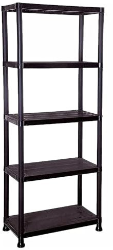 STORM TRADING GROUP Storage Shelving Unit 4 Tier & 5 Tier Racking Plastic for Home Living Room Garage - Extra Large Lightweight, Compact Shelves (1, 5 Tier)