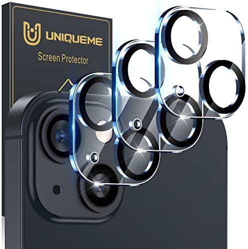 UniqueMe 3 Stück Kamera Schutz für iPhone 14/iPhone 14 Plus Kameraschutz, Kratzfest, Blasenfrei, Militärstandard Ultra-Klar 9H Härte, Kameraschutz für iPhone 14/iPhone 14 Plus